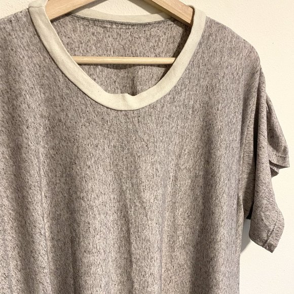 Handmade Ringer Short Sleeve Tee - Gray Triblend Jersey Plus Size 3X - Picture 2 of 4